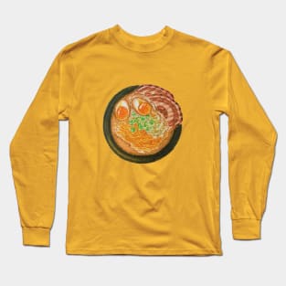 Tonkotsu Ramen Watercolour Illustration Long Sleeve T-Shirt